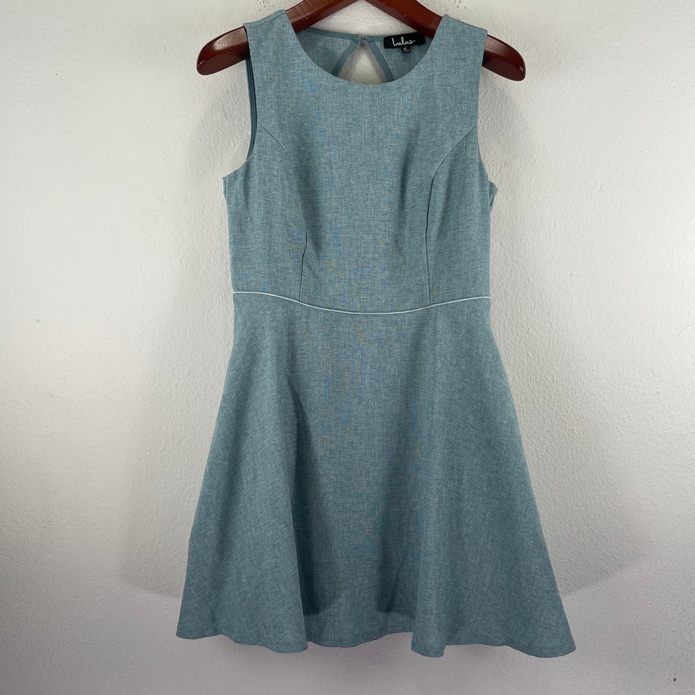 French Princess Coastal Preppy Lulus Blue Open Back Sleeveless Skater Dress XL